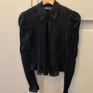 & Other Stories Puffed Sleeve Blouse in Black